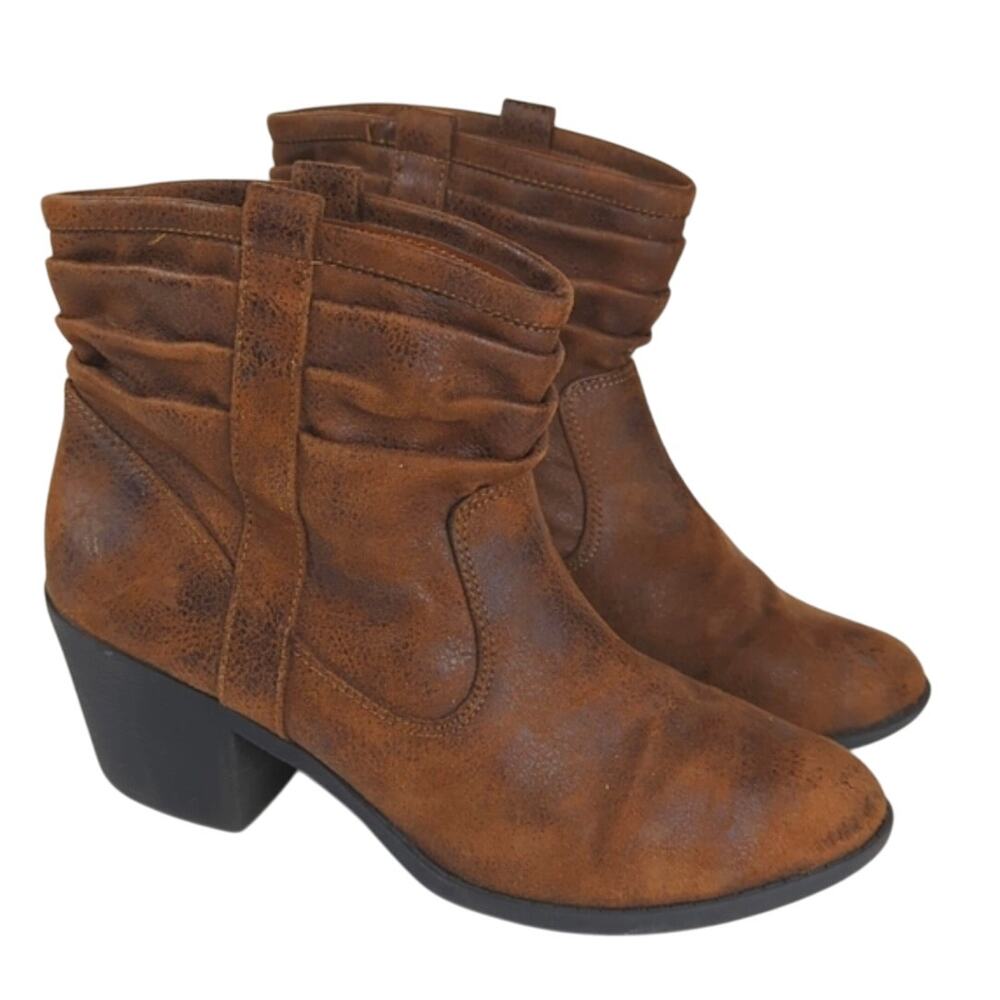 NEW Arizona Jeans 'Gianna' Women's 6M Brown Slouch Bootie Slip On Scrunch
